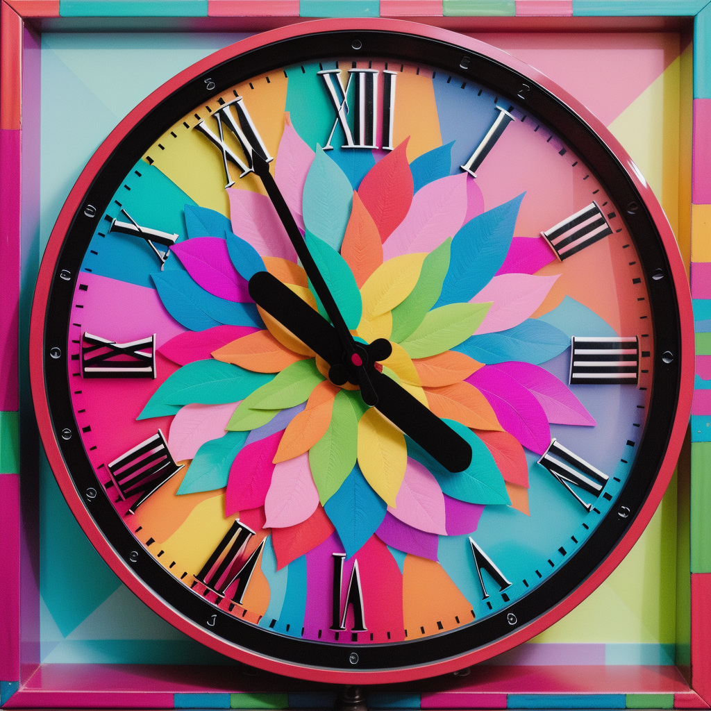 A colorful clock representing the posting frequency and time