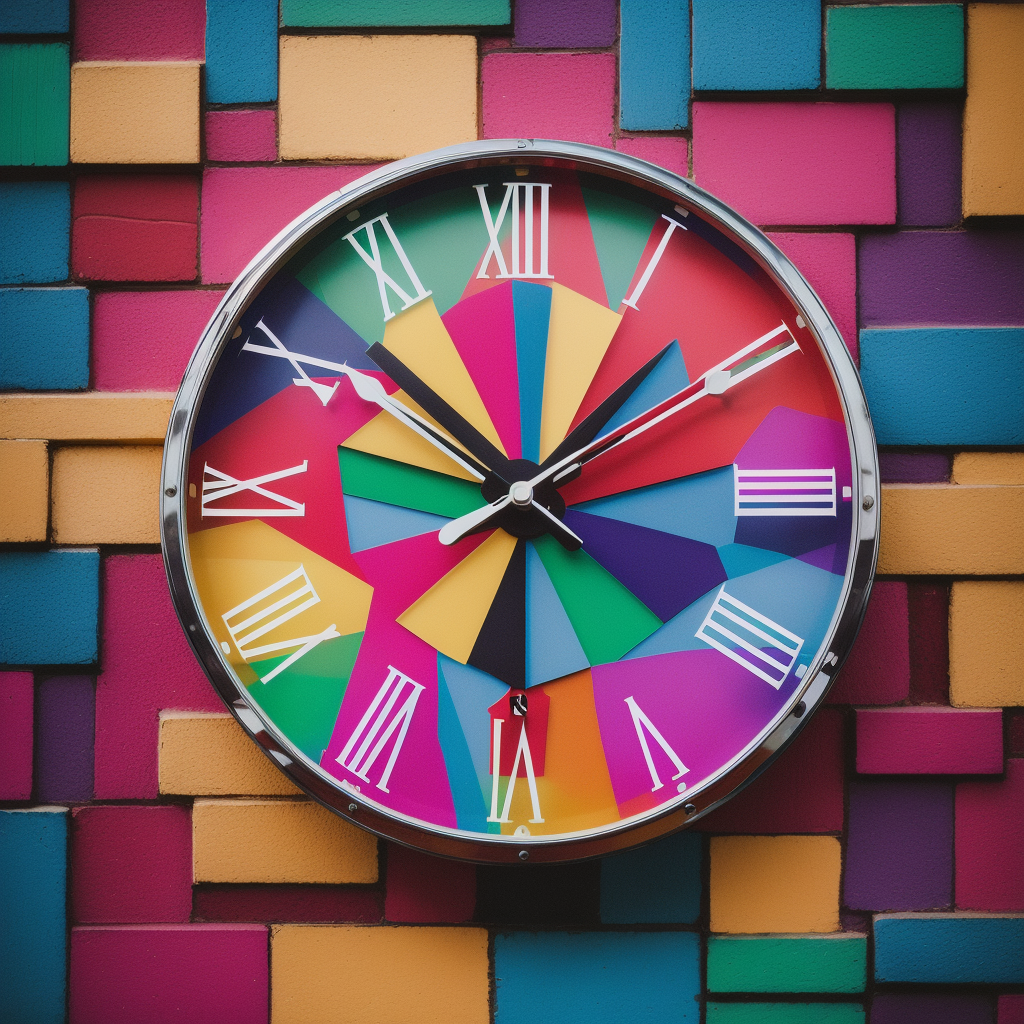 Colorful clock showing the best time to post on social media 